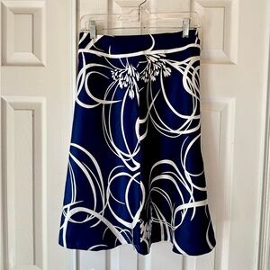Vintage Ann Taylor 100% Silk Size 14 Navy and White Skirt Lined